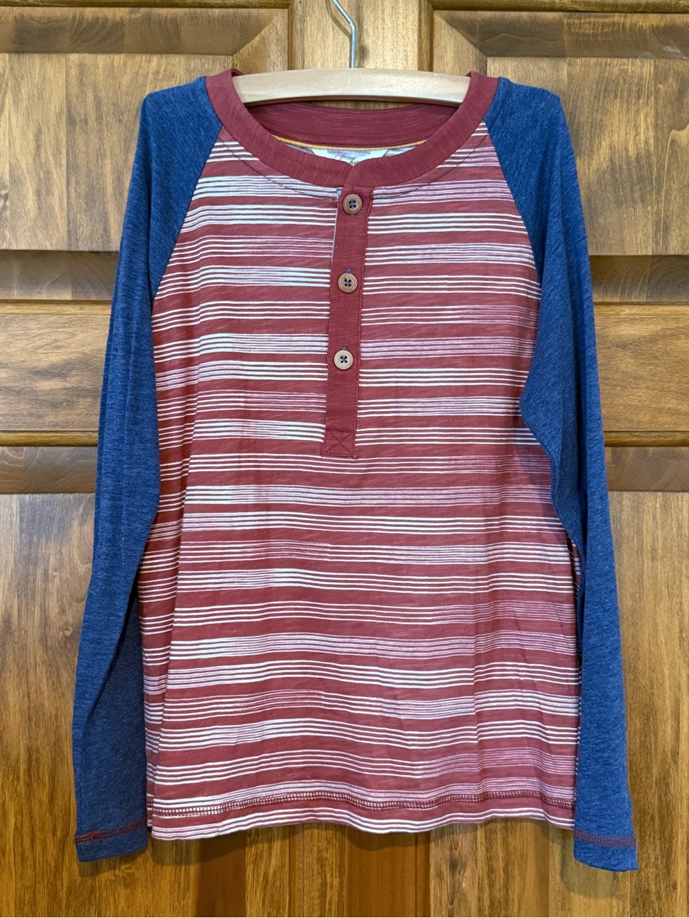 Matilda Jane & Joanna Gaines Boy’s Long-Sleeve Tee in Rust Stripe and Blue